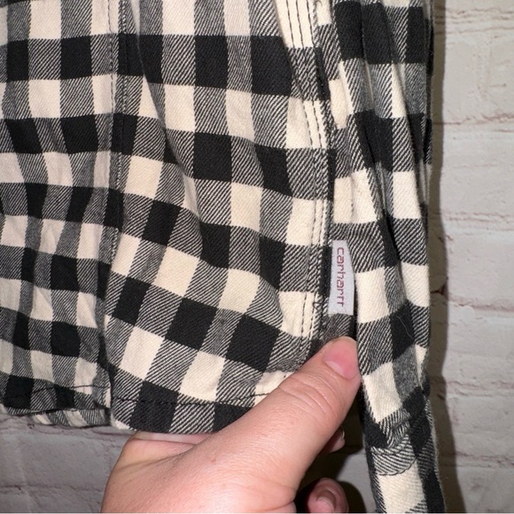 CARHARTT Black and White Plaid Flannel Button Down Size XL - Picture 4 of 7